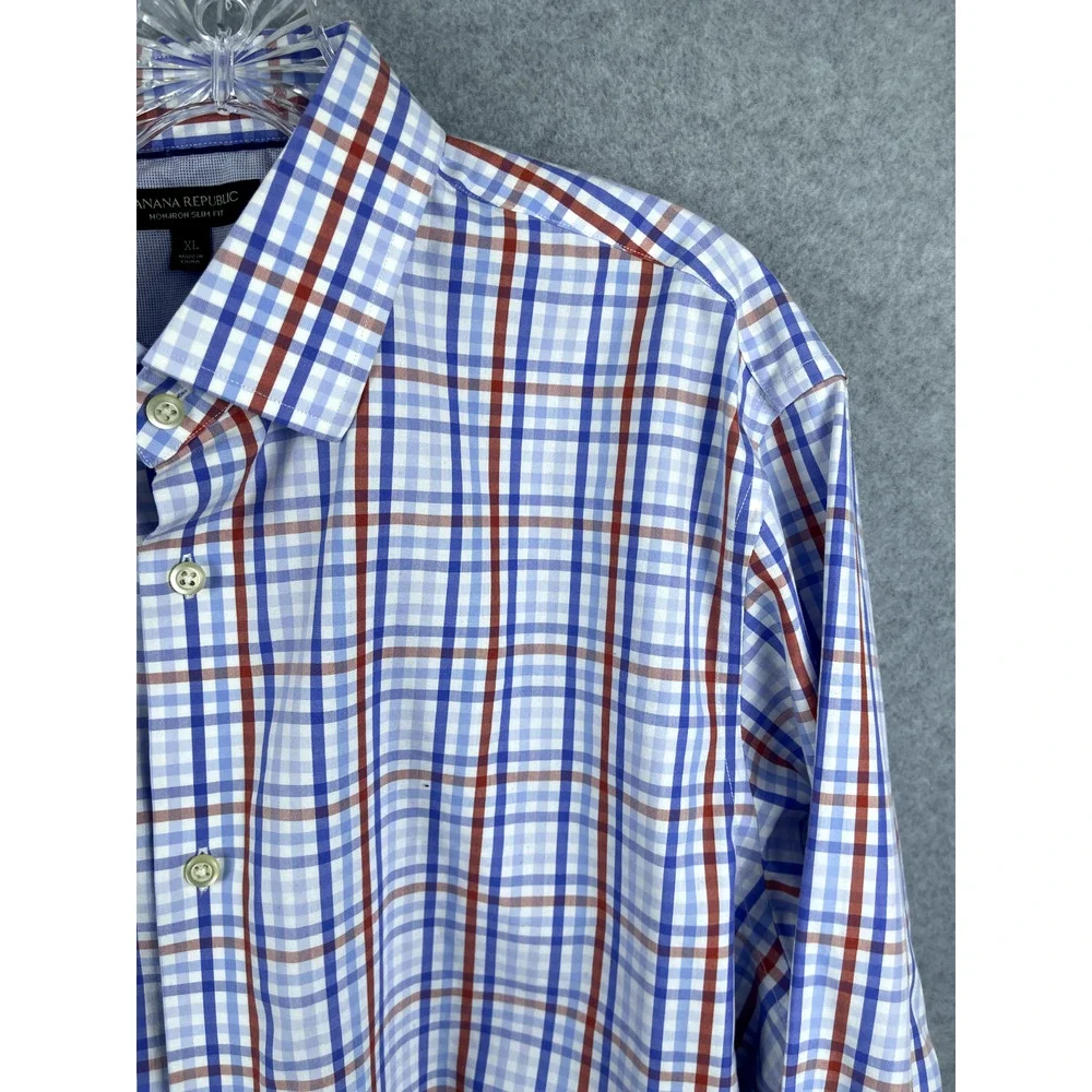 Banana Republic Shirt Mens XL Plaid Button Up Long Sleeve Preppy Business Casual